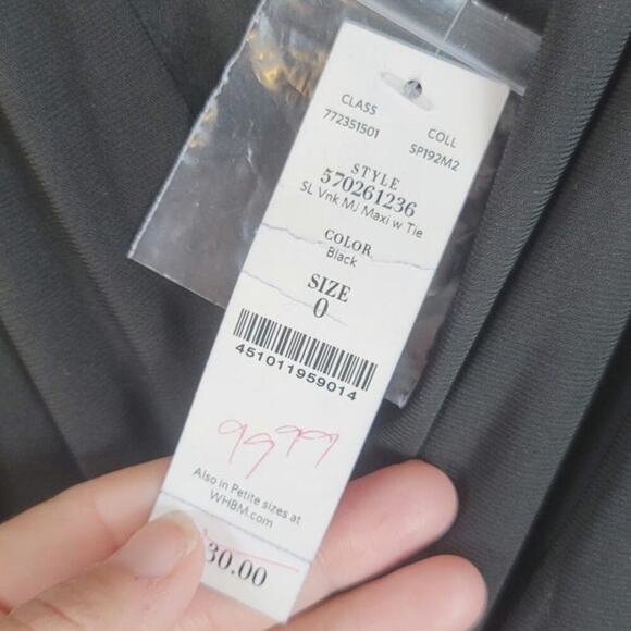 WHITE HOUSE BLACK MARKET SLEEVELESS V NECK MAXI DRESS IN BLACK, SZ 0 - Picture 6 of 15